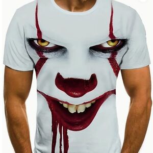 NEW! Men's Evil Clown Halloween T Shirt Scary Movie Funny